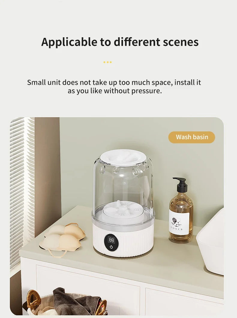 Wireless 1L Mini Washing Machine Portable Underwear Cleaner Socks Washing Machine Dehydratable Laundry Bucket