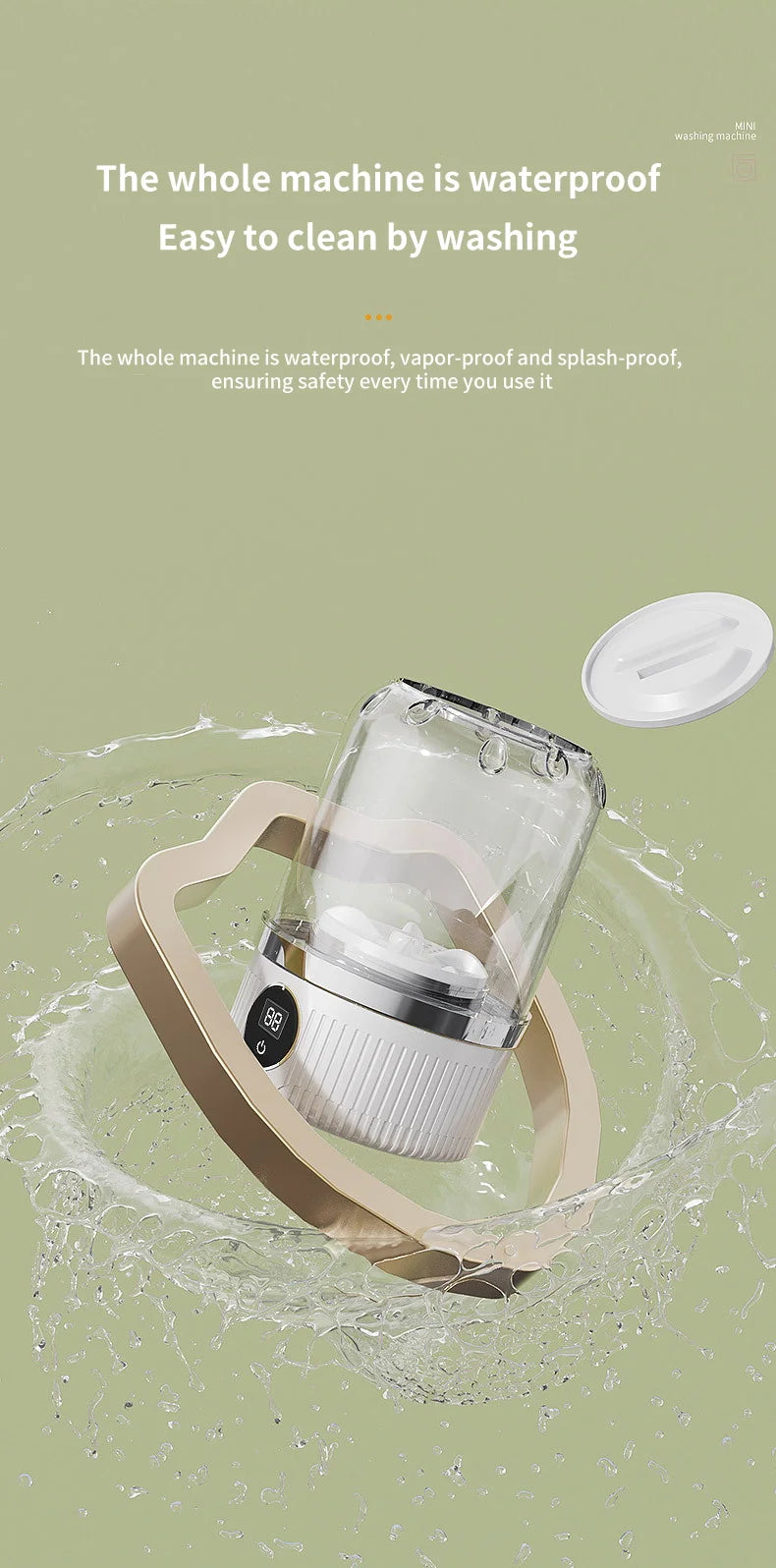 Wireless 1L Mini Washing Machine Portable Underwear Cleaner Socks Washing Machine Dehydratable Laundry Bucket