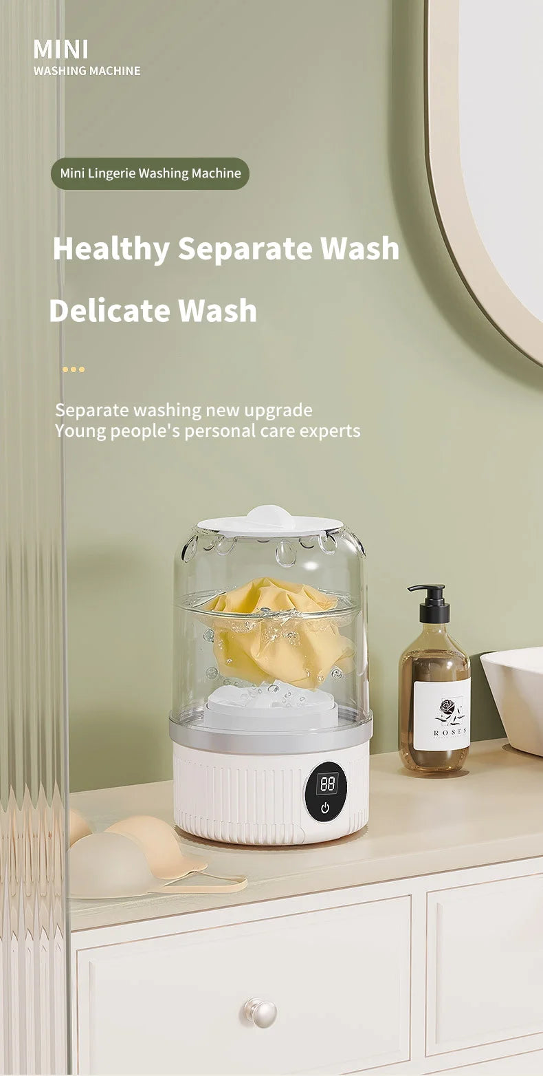 Wireless 1L Mini Washing Machine Portable Underwear Cleaner Socks Washing Machine Dehydratable Laundry Bucket