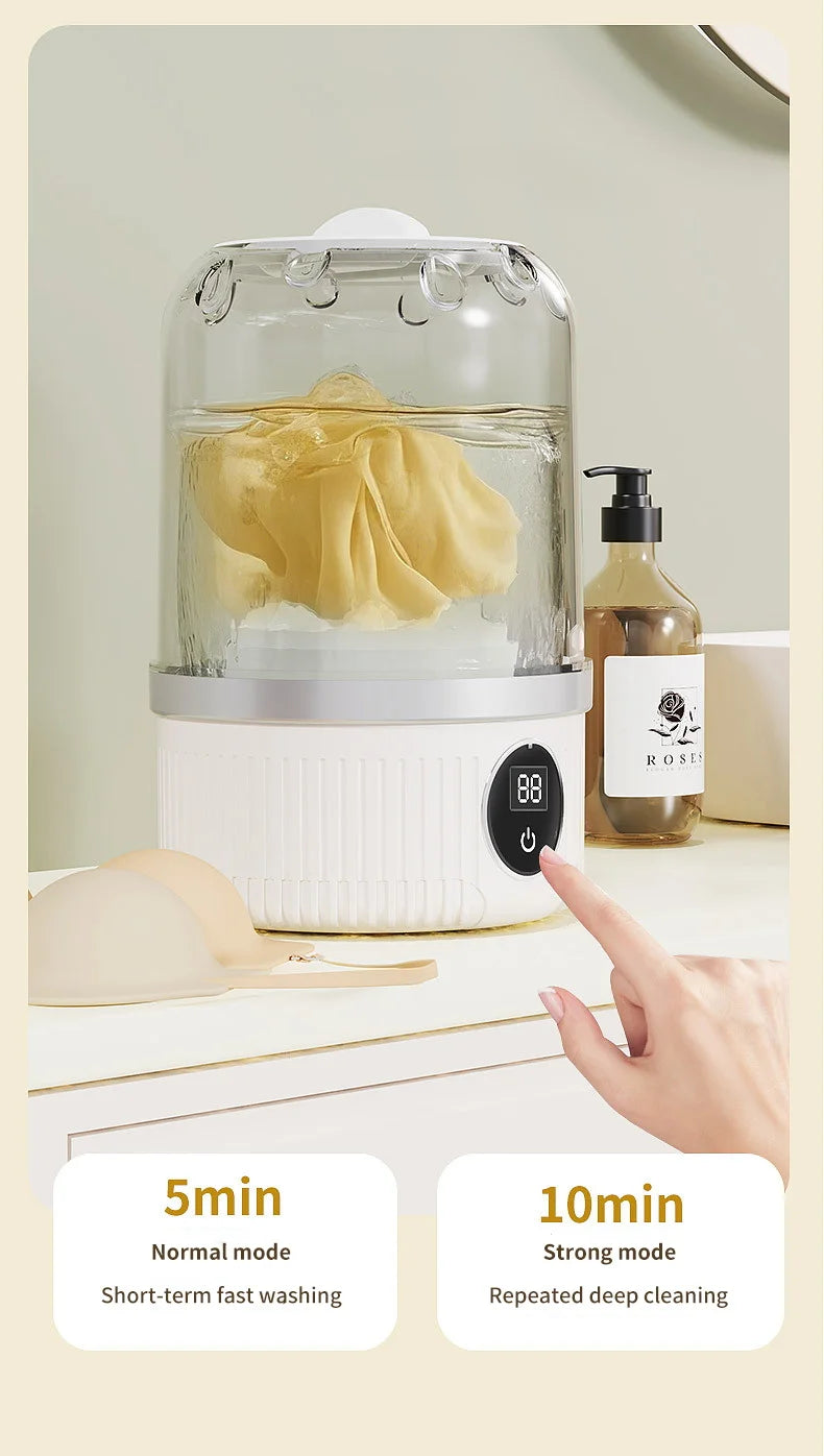 Wireless 1L Mini Washing Machine Portable Underwear Cleaner Socks Washing Machine Dehydratable Laundry Bucket