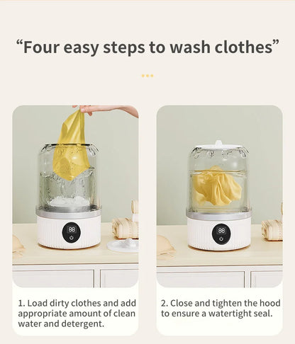 Wireless 1L Mini Washing Machine Portable Underwear Cleaner Socks Washing Machine Dehydratable Laundry Bucket
